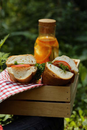 picnic - sandwiches and lemonade, food and drinkの写真素材