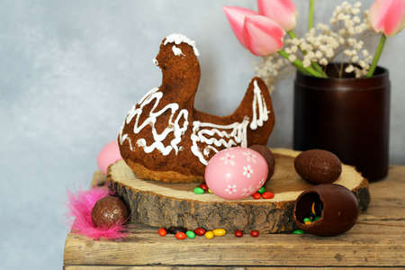 festive baking cake decorated eggs for Easter