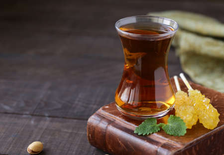tea in a turkish cup, oriental traditionsの写真素材