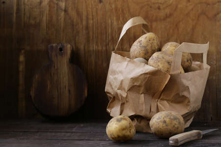 Organic Farm Potatoes for Healthy Eatingの写真素材