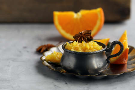 Homemade orange jam confiture for dessert