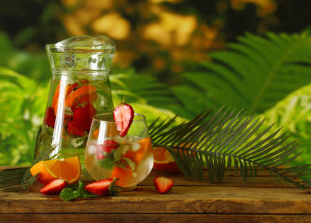 homemade citrus lemonade in a jugの写真素材