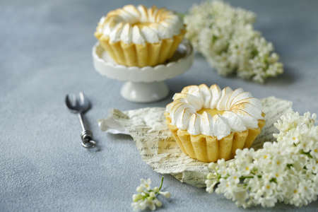 dessert tartlets with lemon cream and meringue