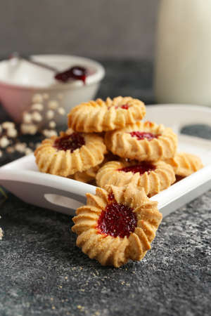 Butter jam cookies on the table
