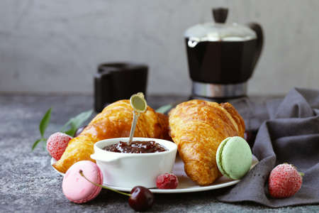 traditional french croissant for breakfastの写真素材