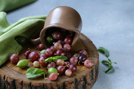 organic red and green gooseberries