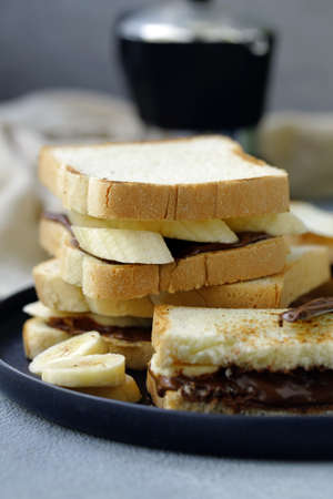 sandwiches chocolate paste and banana for breakfast