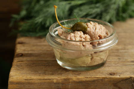 canned cod liver in a jar on a table