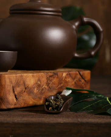 tea set for the ceremony green teaの写真素材