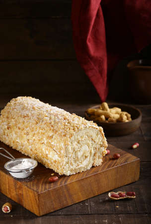 homemade biscuit roll with peanuts