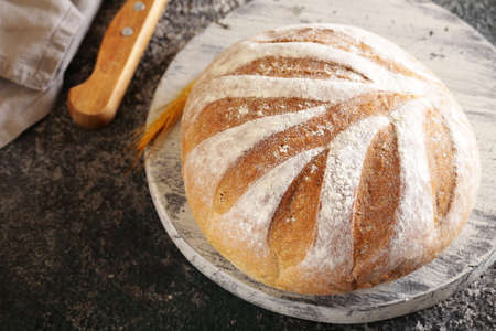 homemade bread on a wooden board