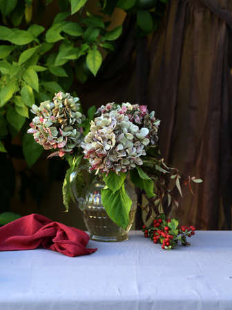Autumn flower arrangement for table and interior decorationの写真素材
