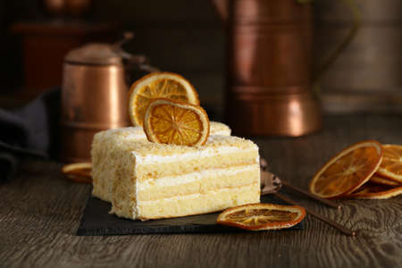 homemade biscuit citrus cake for christmas and holidayの写真素材