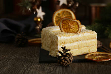 homemade biscuit citrus cake for christmas and holidayの写真素材