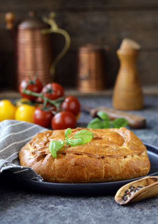 homemade pie with red fish for lunch