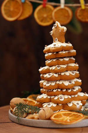 gingerbread cookie christmas tree for holiday christmas
