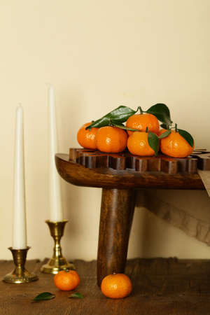 organic natural tangerines for refreshments and a healthy dietの写真素材