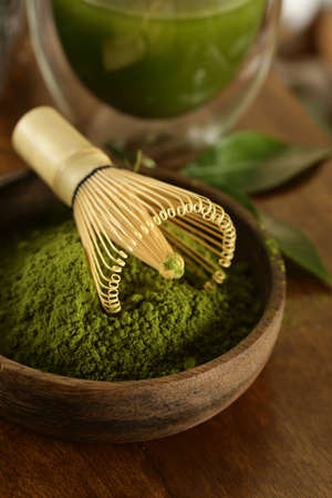natural organic matcha green tea powderの写真素材