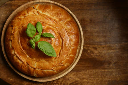 home baked pie on a wooden table