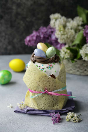 traditional easter cake muffin with sugar icing