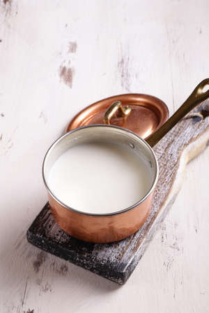 semolina porridge for a healthy breakfastの写真素材
