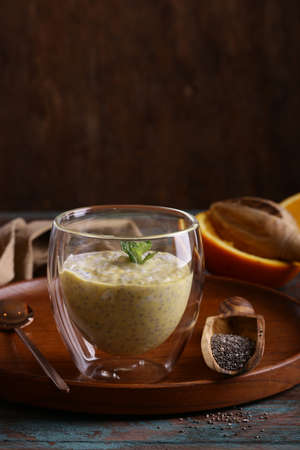 Chia Seeds Pudding with Berries and Fruits for a Healthy Breakfastの写真素材