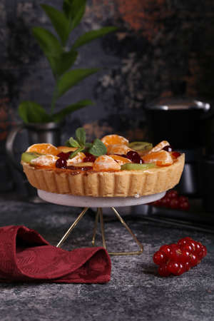 cake tart with berries for dessert