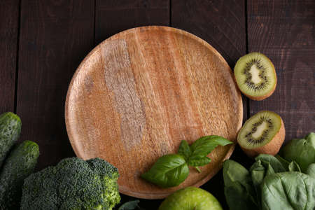 healthy green smoothie with spinach, apples and kiwiの写真素材
