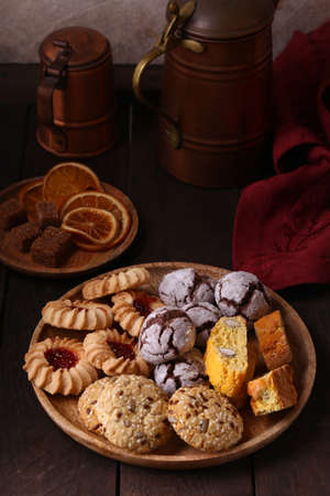 various sweet pastries cookies assorted for dessert