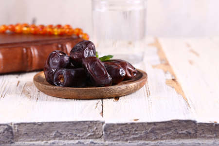 Dried figs on a plate for Ramadan