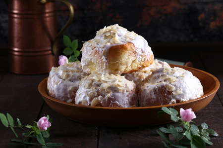 traditional sweet cinnabon buns with icing