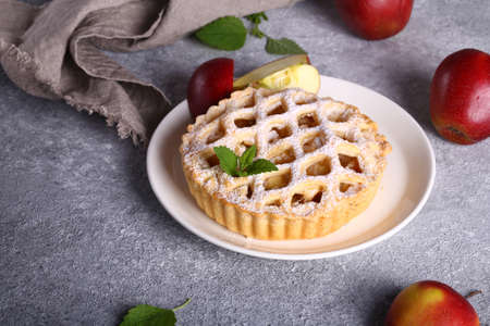 apple pie with fresh fruits on the table