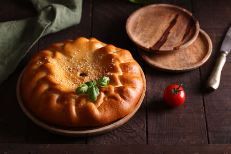 homemade meat pie rustic still lifeの写真素材