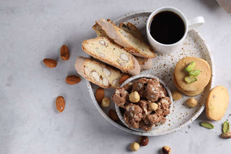 traditional Italian cookies for dessert and treatsの写真素材