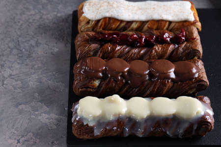 puff pastry cakes with chocolate ganache