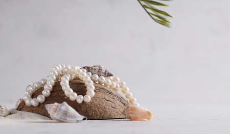 modern style pearls on the beachの写真素材