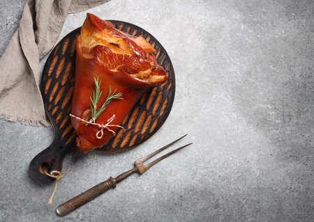 baked pork knuckle with mustard and cabbageの写真素材