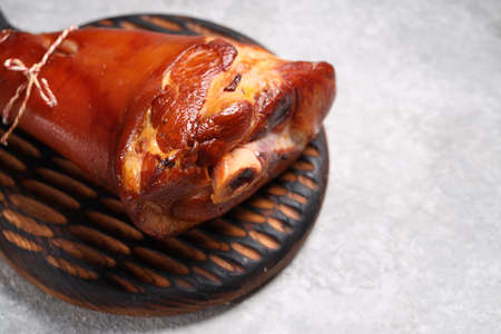 baked pork knuckle with mustard and cabbageの写真素材