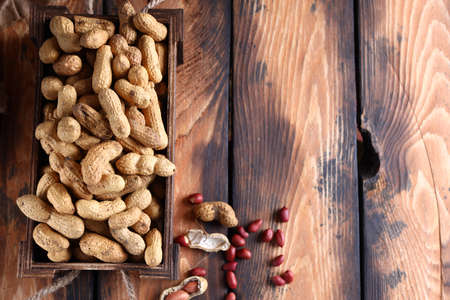 natural organic peanuts on the tableの写真素材