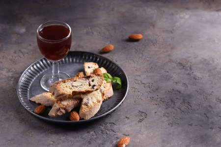 homemade italian biscotti cantucci cookies for dessertの写真素材