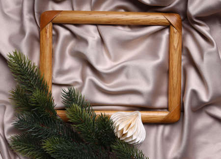 wooden frame for christmas backgroundの写真素材
