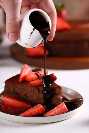 dessert cake sweet pie with berries and butter creamの写真素材