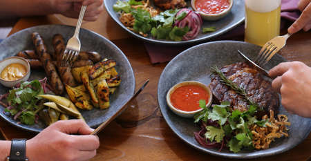 fried grilled bbq meat for healthy eatingの写真素材