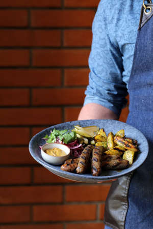 fried grilled bbq meat for healthy eatingの写真素材