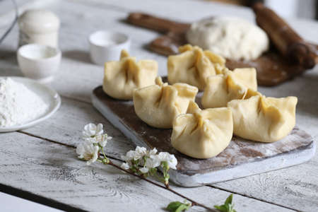 rustic cuisine cooking food dough baking dumplingsの写真素材
