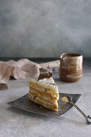 slice of cake for dessert on a plateの写真素材