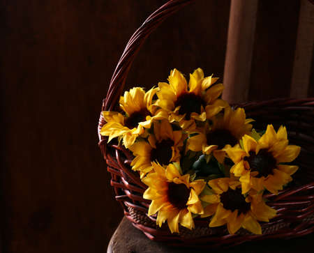 autumn still life with sunflowersの写真素材