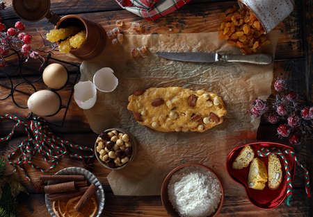 christmas background make baking cake for the holidayの写真素材
