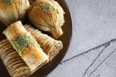 organic oriental sweets baklava with nutsの写真素材