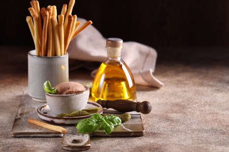 delicacy appetizer pate with bread